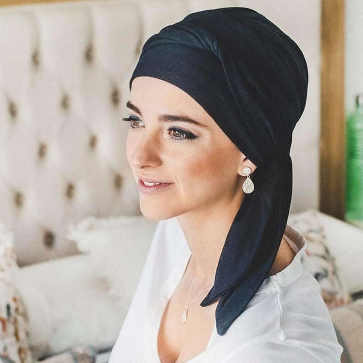 CAREBELL Smooth Onkologe Mütze aus Bambus für Chemotherapie oder Alopezie Marineblau, Marineblau
