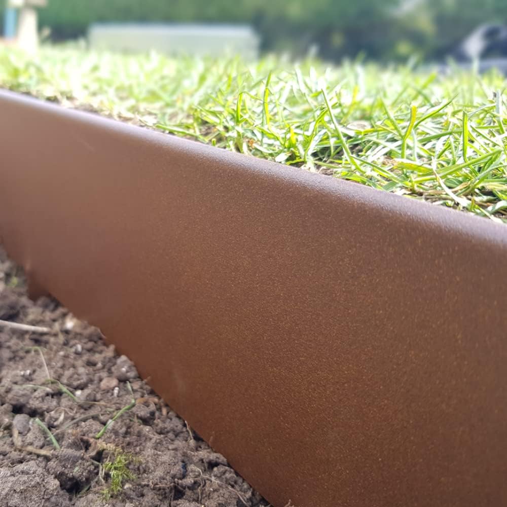 Hochwertige Metall Rasenkante (verzinkt), Metall Beeteinfassung, Höhe: 75mm (Rostbraun, 15m) Rostbra