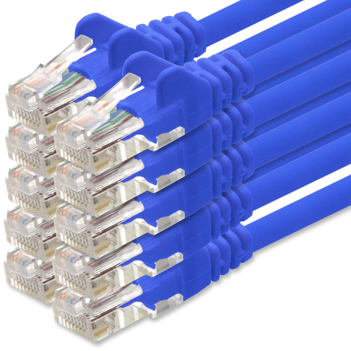 1aTTack.de Netzwerkkabel Cat.6 - blau - 10x - 7,5m - (Set) - CAT6 Ethernet Kabel Lankabel 1000 Mbits