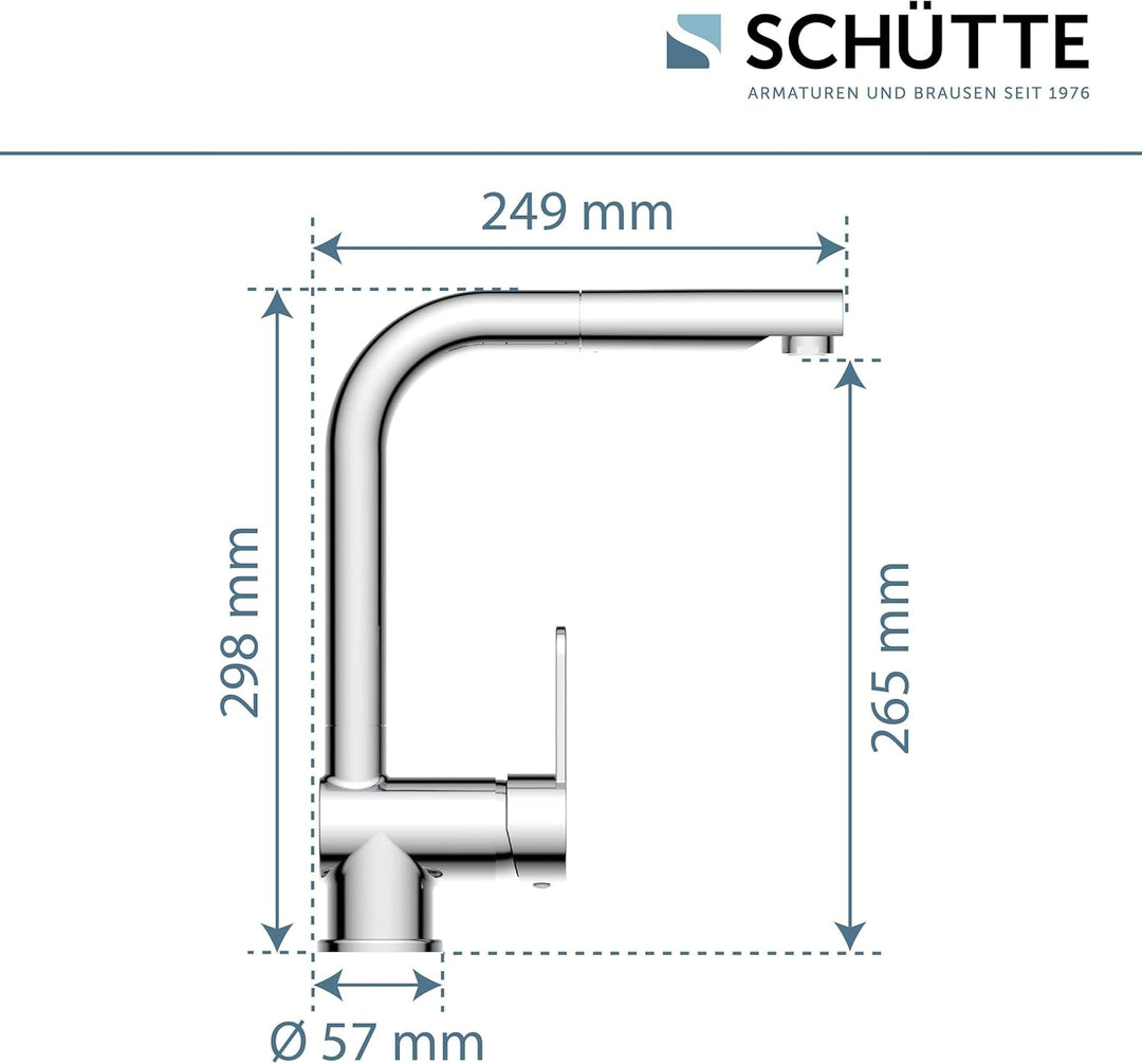 SCHÜTTE 79700 London Küchenarmatur mit ausziehbarer Geschirrbrause, 360 Grad schwenkbarer Wasserhahn
