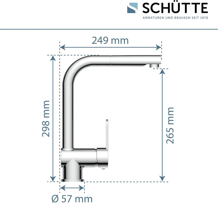 SCHÜTTE 79700 London Küchenarmatur mit ausziehbarer Geschirrbrause, 360 Grad schwenkbarer Wasserhahn
