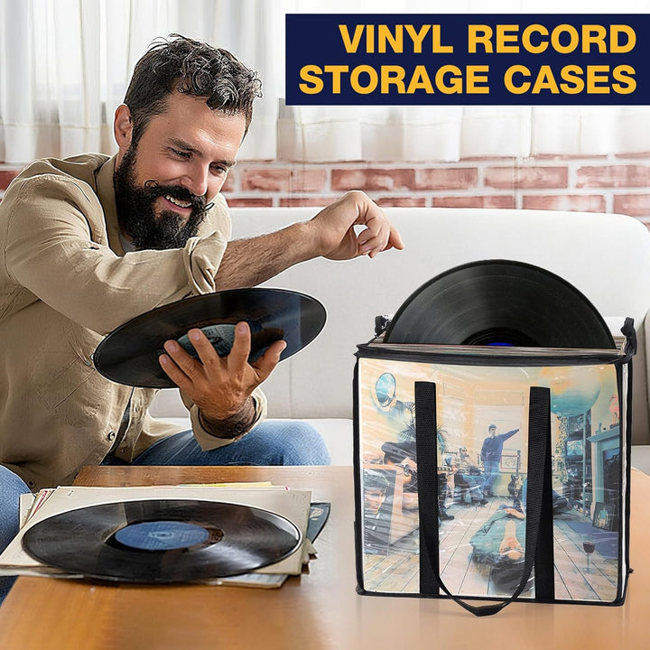 Facmogu 33-U/min-Vinylplatten-Aufbewahrungstasche, durchsichtige PVC-Plattentaschen für Vinyl, fasst