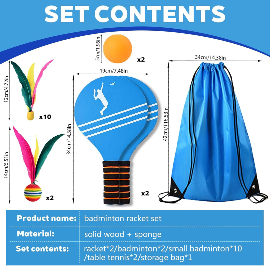 YOUYIKE Beachball Set, Beach Ball Spiel Set, 2 Schläger, 12 Federbälle, 2 Bälle, Paddle Ball Spiel K