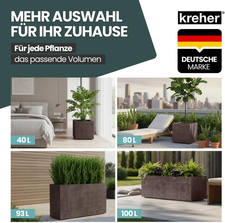 Kreher XL Pflanzkasten Millennium in verschiedenen Formaten und Farben. Tolle Naturstein Optik in Br