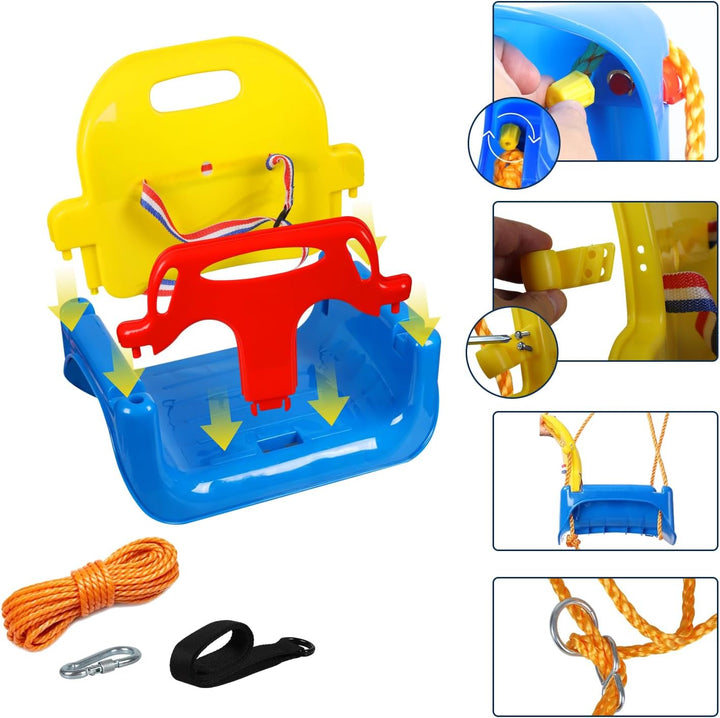 KINSPORY Kinderschaukel Babyschaukel 3 in 1 Babysitz verstellbar Mitwachsend Schaukelsitz Gartenscha