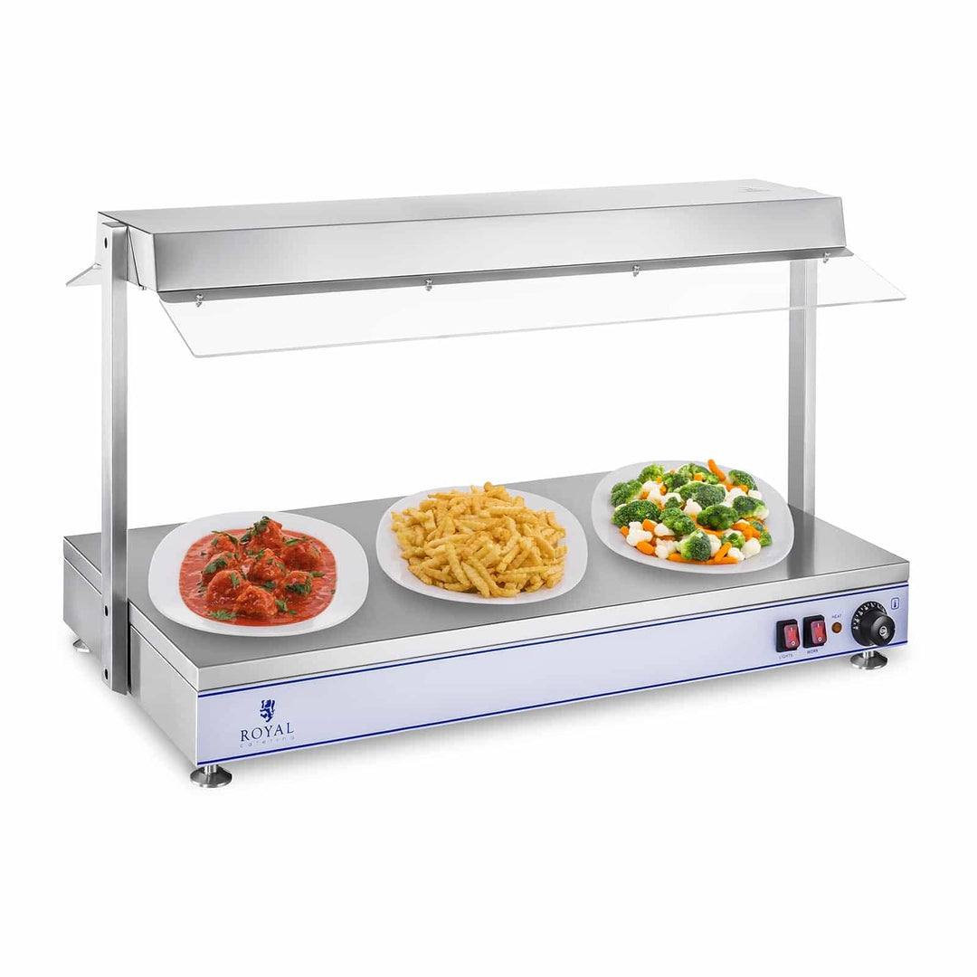 Royal Catering RCHP-100H Warmhalteplatte 1.550 W Arbeitsfläche 100 x 50 cm Edelstahl 3 Halogenlampen