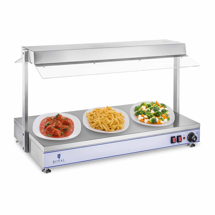 Royal Catering RCHP-100H Warmhalteplatte 1.550 W Arbeitsfläche 100 x 50 cm Edelstahl 3 Halogenlampen