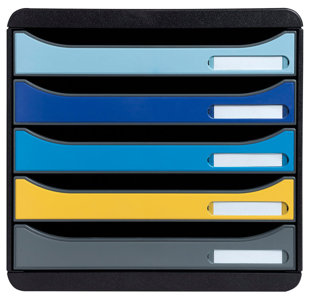 Exacompta 3094202D Ablagebox BeeBlue aus Recycling-Kunststoff mit 5 Schubladen für DIN A+ Dokumente.