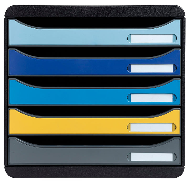 Exacompta 3094202D Ablagebox BeeBlue aus Recycling-Kunststoff mit 5 Schubladen für DIN A+ Dokumente.