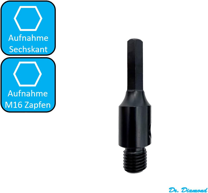Dr. Diamond Adapter für Diamant Bohrkronen, Dosensenker, Fliesenbohrkronen, Dosenbohrer (Adapter Set