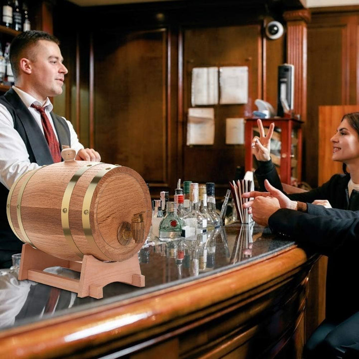 Vintage Eichenfass aus Holz, 3 l, Holz-Eichen-Fass mit Holzständer für Whiskey Rum Port
