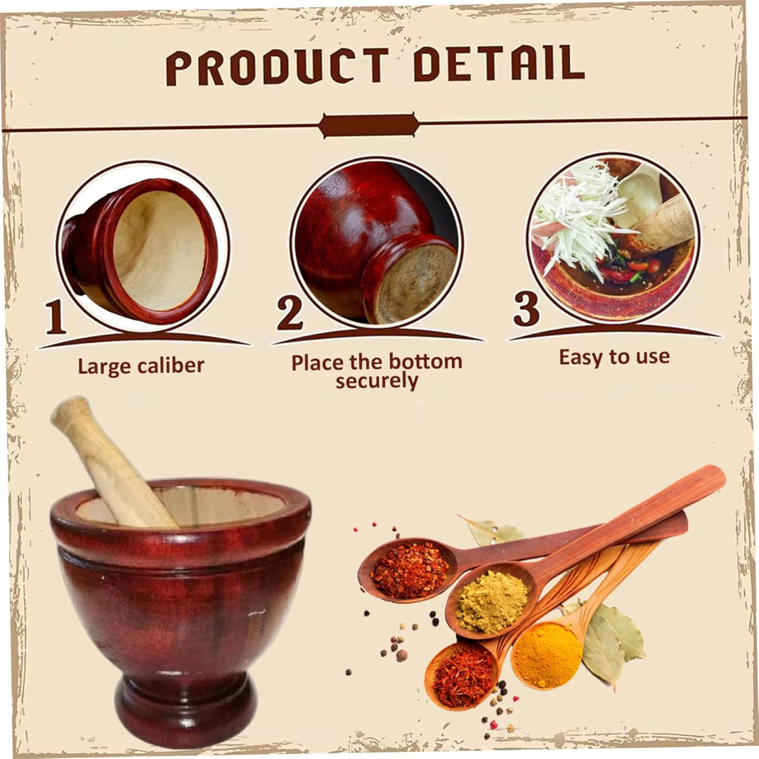 Mörser und Stössel aus Holz, 15, 2 cm, sicheres Handbuch, Natrua Holzmörser und Stössel-Set, thailän