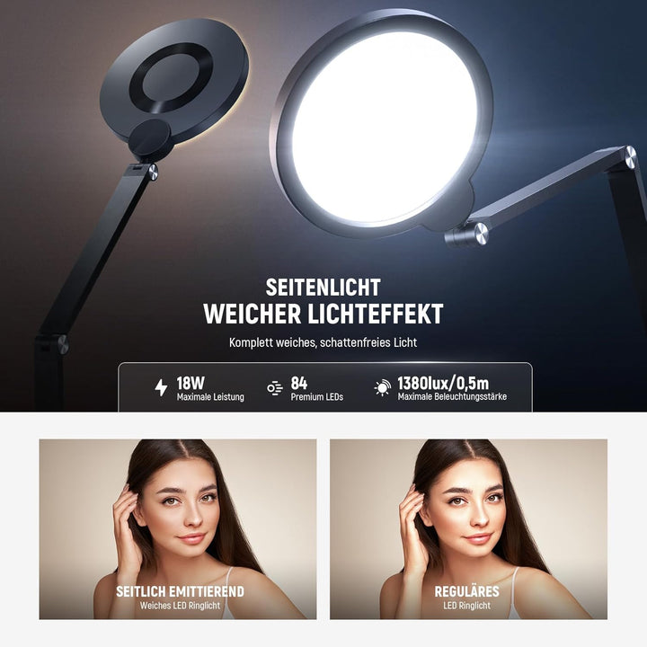 NEEWER Basis 18W 7" Tisch Ringlicht für Streaming Videokonferen Beleuchtung, 3000–6500K dimmbares Vo