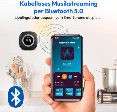 MEDION P66096 Duschradio mit Bluetooth (Badradio, UKW Radio, Saugnapf, LED-Display, IPX6 Wasserdicht