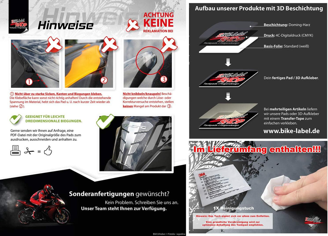 BIKE-label Tankpad Set kompatibel für KTM 1290 Super Duke R bis BJ 2019-850011