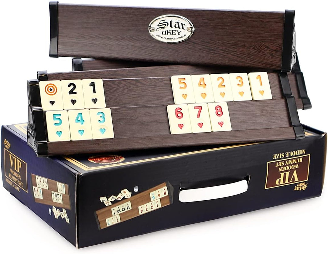 Star SEMUS Wooden Rummy Kompakt Okey mit Melamin Spielsteine (Dunkel)