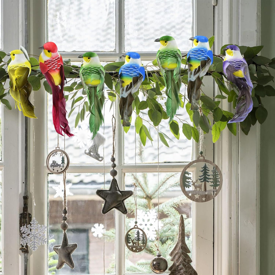 Deko Vogel,Deko Vögel mit Clip,10 Stück Vögel Deko Figuren,Mini Vogel Dekofigur für Garten Frühling