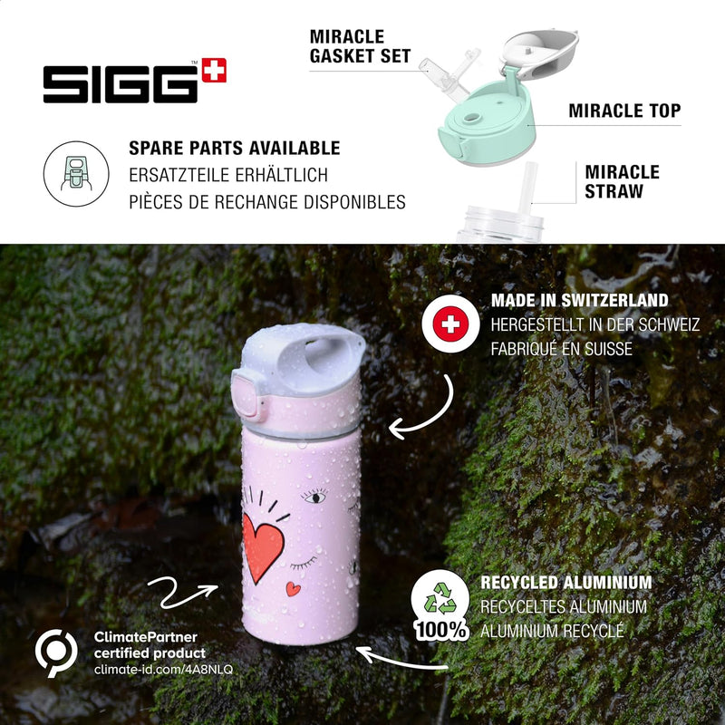 SIGG - Alu Trinkflasche Kinder - Miracle - Mit Trinkhalm - Auslaufsicher - Federleicht - BPA-frei -