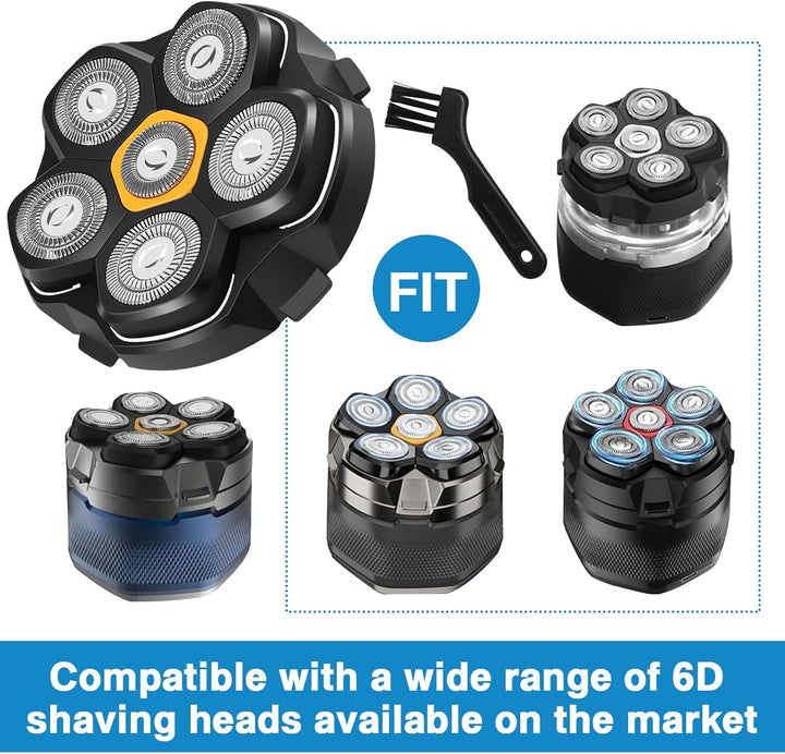3 Stück Ersatzrasierkopf für Glatzen Rasierer Herren, Magnetische 6 Blade Head Shaver Ersatzköpfe, 6