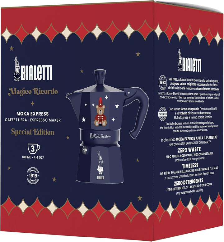 Bialetti Moka Express Blu Magico Ricordo 1 Tasse, 3 Tassen (3 Tassen) 3 Tazze, 3 Tazze