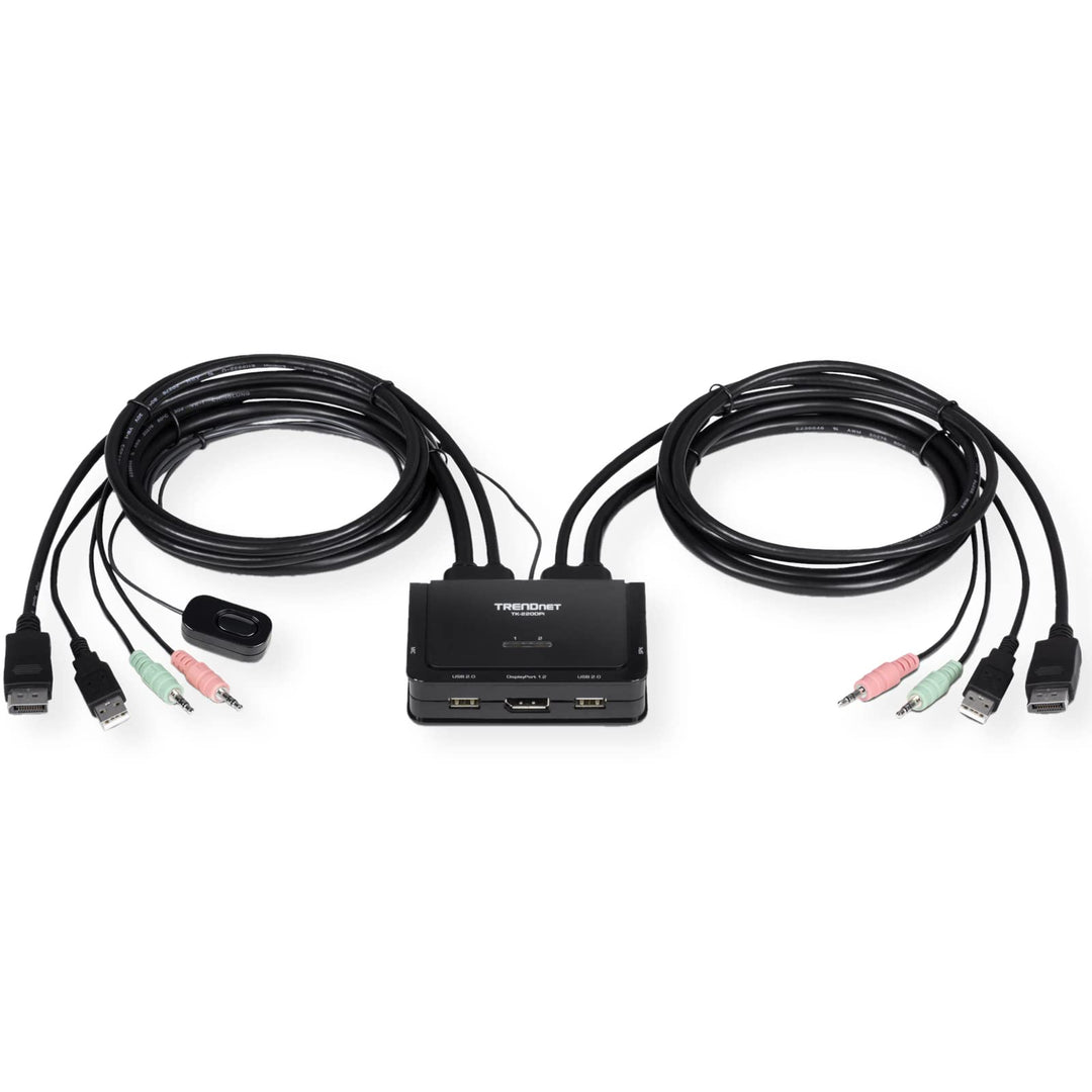 TRENDnet TK-220DPI 2-Port 4K DisplayPort 1.2 KVM-Switch mit Audio, 4K UHD (3840 x 2160@60Hz), 3,5-mm