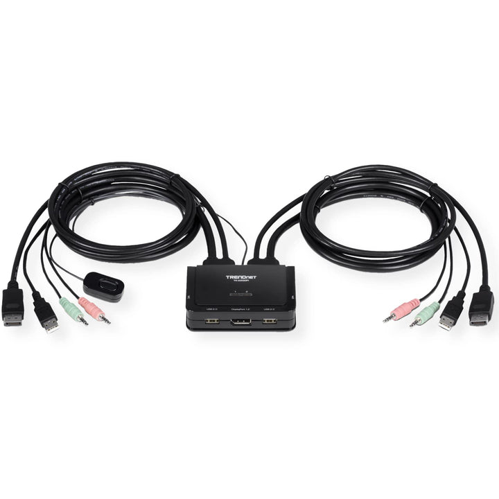 TRENDnet TK-220DPI 2-Port 4K DisplayPort 1.2 KVM-Switch mit Audio, 4K UHD (3840 x 2160@60Hz), 3,5-mm