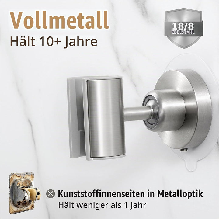 KES Universal Fit Duschkopfhalterung ohne Bohren Metall Handbrause Halter Edelstahl 18/8 Verstellbar