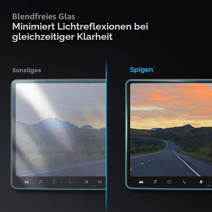 Spigen Glas.tR EZ Fit Schutzfolie kompatibel mit Tesla Model 3 / Y, Schablone für Installation entha