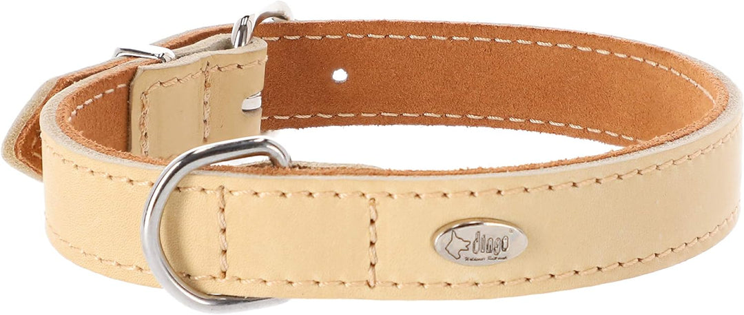Dingo Hundehalsband aus weichem Leder mit Futter,gewachstem Leder Soft 40 mm x 70 cm Natur 11107 40m