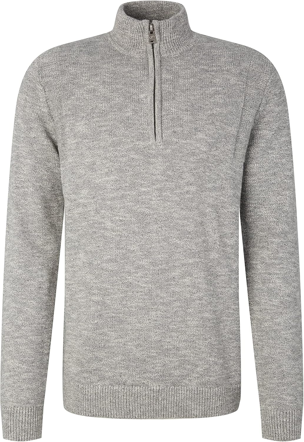 TOM TAILOR Herren Troyer Strickpullover in Melange-Optik M 31010 - Grey White Injected Melange, M 31