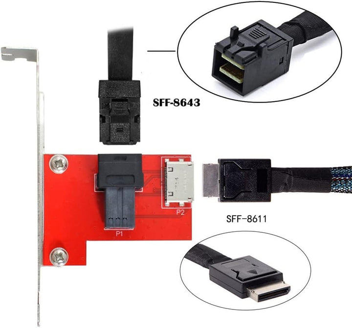Xiwai PCI-Express 4.0 Mini SAS HD SFF-8643 auf Oculink SFF-8611 SFF-8612 PCBA Buchse Adapter mit Hal