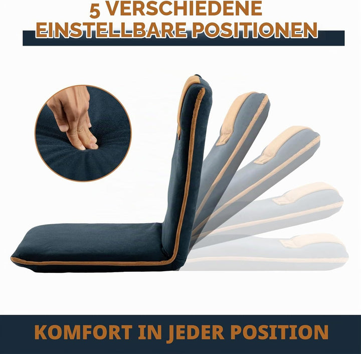 bonVIVO Bodenstuhl mit Rückenlehne Easy II - Sitzkissen &amp; Outdoor Relaxsessel für Meditation, Yoga,