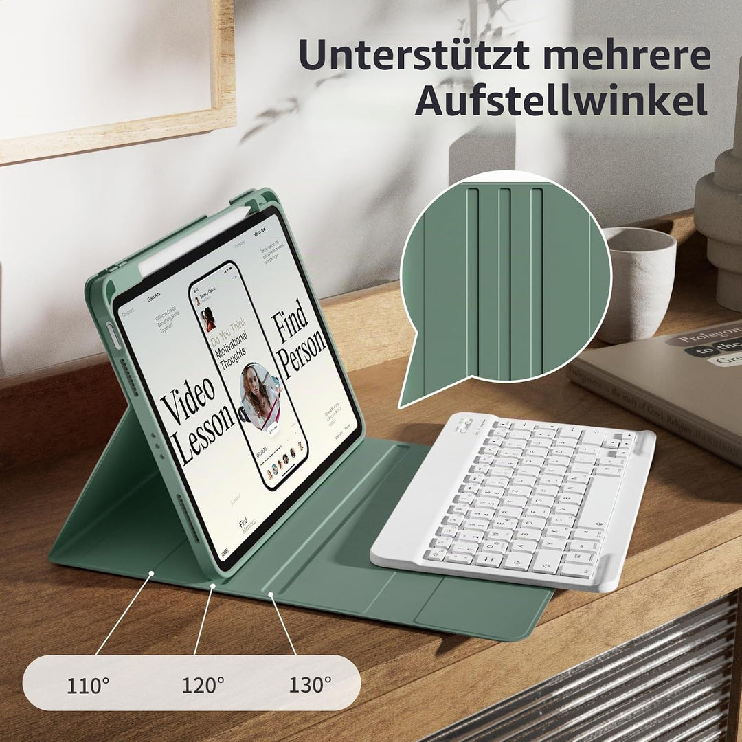 Hülle mit Tastatur für iPad (A16) 11 Zoll 2025/10. Generation 10.9 Zoll 2022, Deutsch QWERTZ Layout