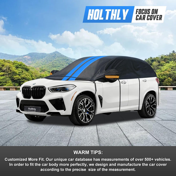 Holthly Halbgarage für Auto Winter SUV,Halbgarage Oben Wasserdicht Atmungsaktiv Autoabdeckung,Abdeck