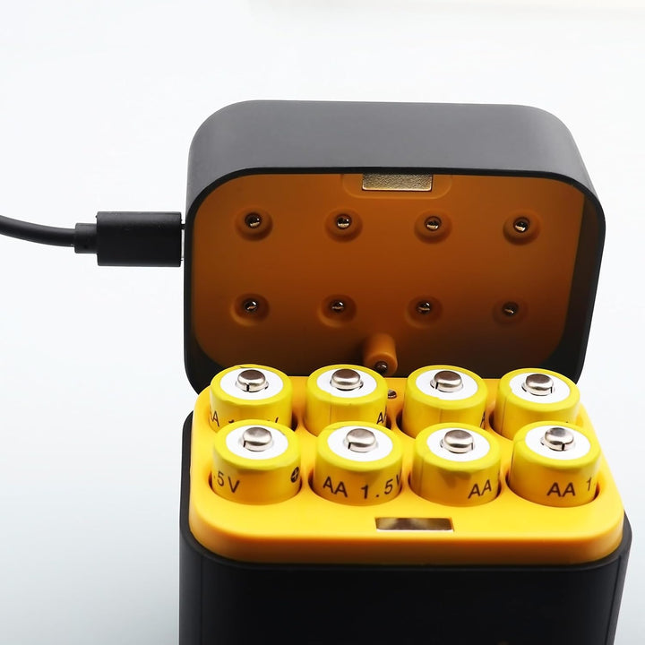 Wiederaufladbare Akkus 8 Stück 1,5V 4000mWh, AA Akku mit Ladegerät AA Aufbewahrungsbox, 1600+ Zyklen