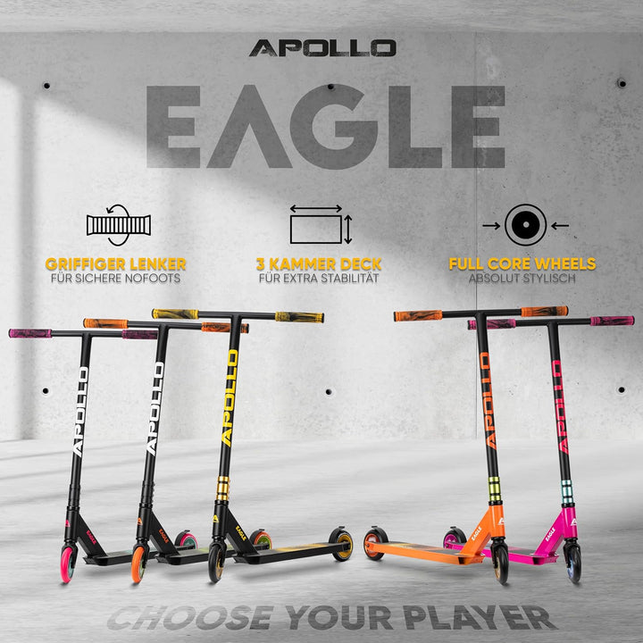 Apollo Stunt Scooter - Eagle, eloxierter Profi Stuntroller, Kinder Scooter mit ABEC 9 Kugellagern, 1
