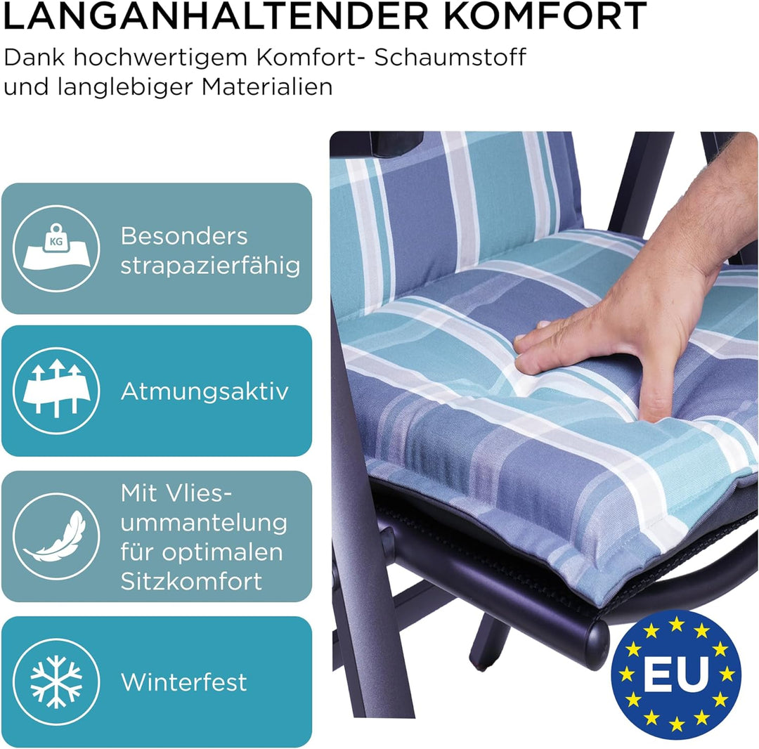 gardisun Gartenstuhlauflagen Hochlehner mit Kopfteil I Extra Dicke Sitzauflagen I Made in Europe I P