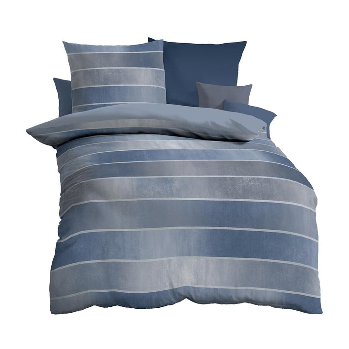 Kaeppel Mako-Satin Bettwäsche Timeless blau, 1 Bettbezug 135 x 200 cm + 1 Kissenbezug 80 x 80 cm Bla