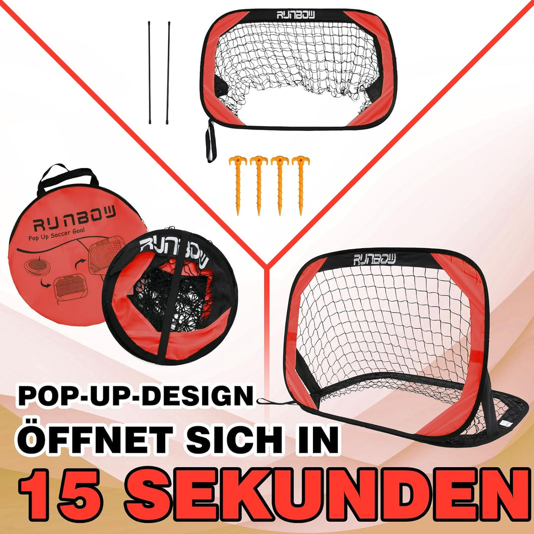 100 x 67 cm Kinder Fussballtor mit Tragebeutel, tragbares Pop-up-Fussballnetz für Hinterhoftraining,