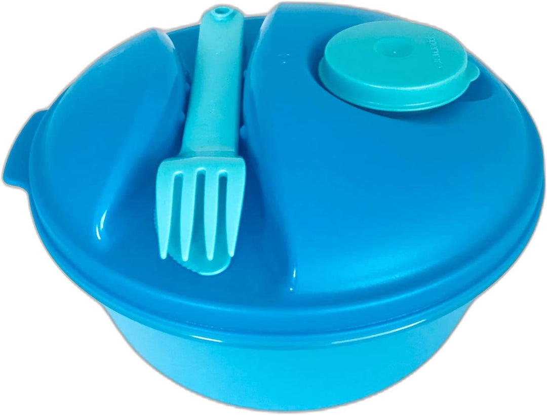 Tupperware to Go Salat&Go 1,5 L blau türkis A157 Salat & Go mit Besteck Picknick und Dressingbecher