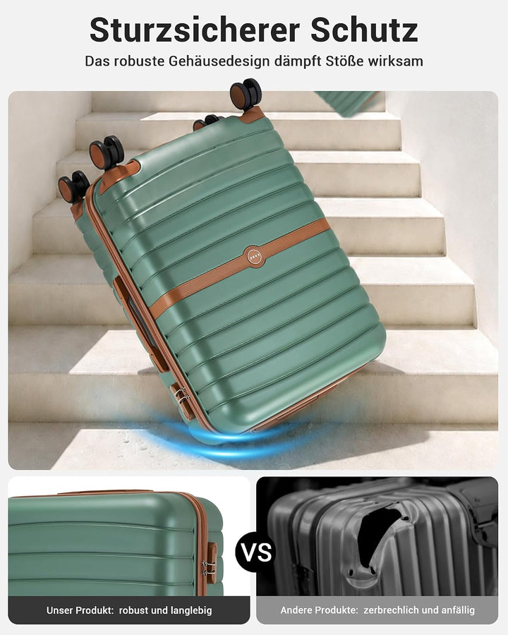KONO Koffer Reisekoffer Trolley Kofferset 3 Teilig von ABS+PC Hartschalenkoffer mit Zwillingsrollen