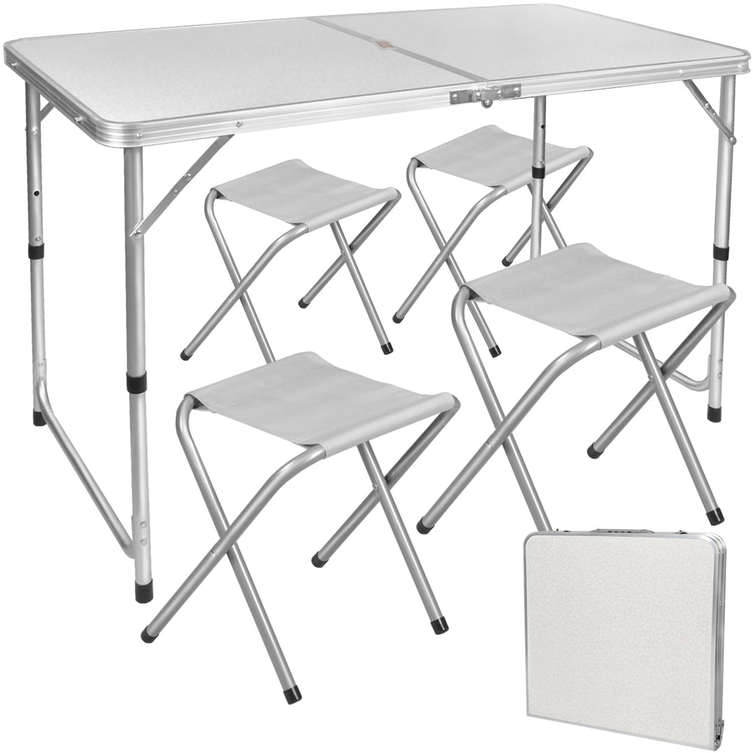 TRIZAND Klapptisch-Set mit Stühlen 5-teilig 120 x 60,5 cm Gross Höhenverstelbar Faltbar Belastbar mi