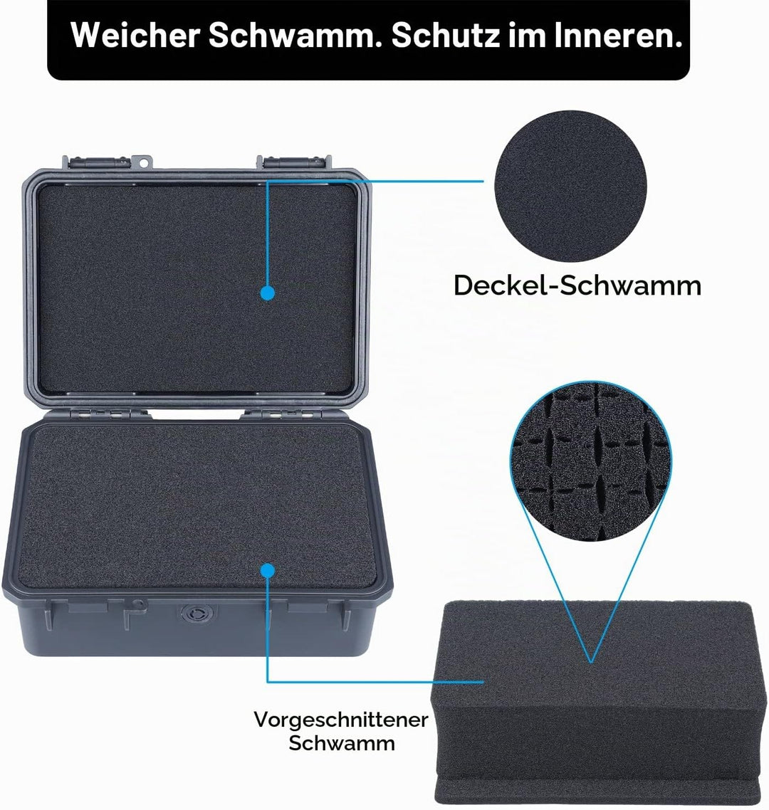 Lykus HC-1820 wasserdichte Mini Koffer Trockenbox mit Schaumstoffeinlage, Innenmasse 18x12x6,8 cm, I