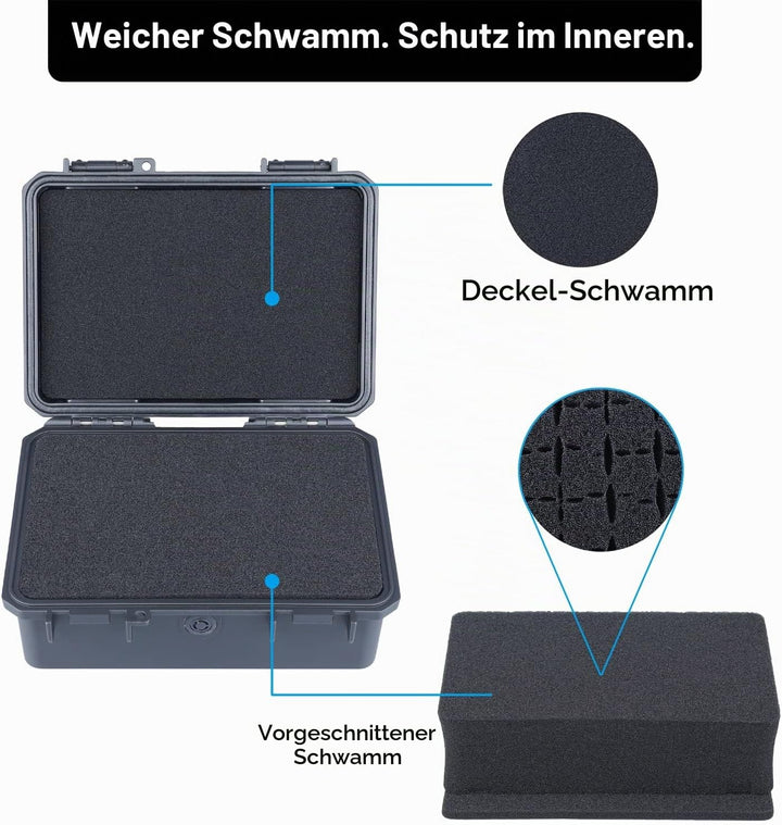 Lykus HC-1820 wasserdichte Mini Koffer Trockenbox mit Schaumstoffeinlage, Innenmasse 18x12x6,8 cm, I