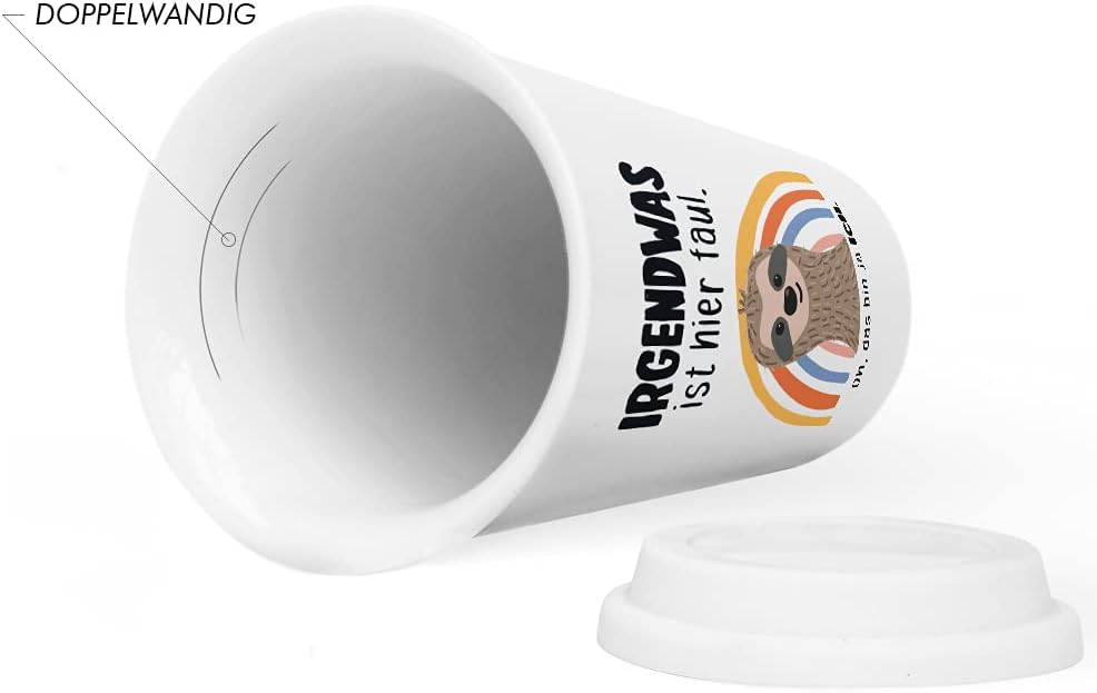 JUNIWORDS To-Go Becher mit Deckel, Irgendwas ist hier faul. Oh, das bin ja ich