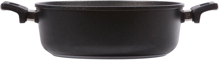 Eurolux Guss-Kasserolle Ø 24 cm Induktion Set mit Deckel aus Glas - flache runde Universal Bratenkas