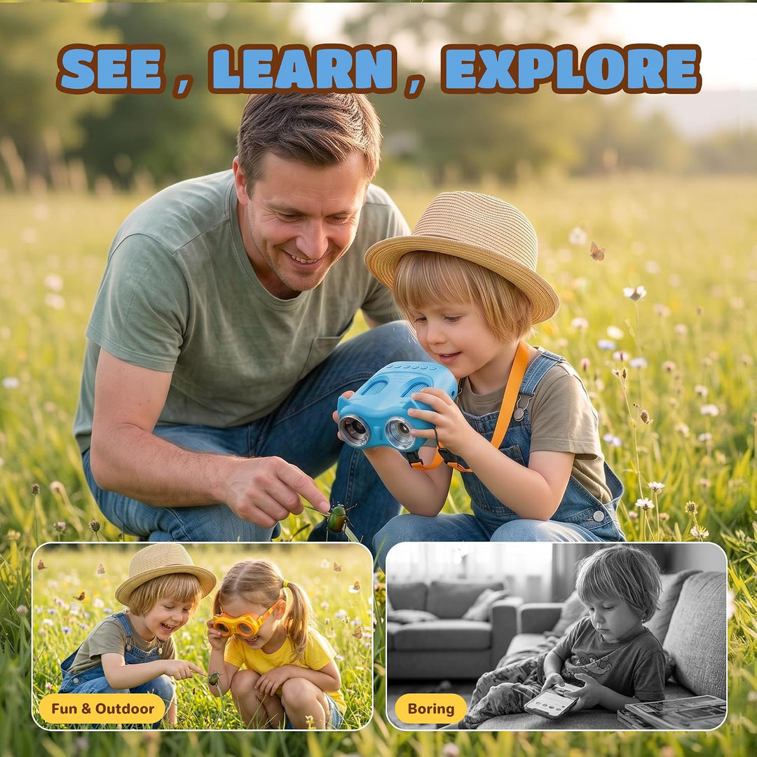 1000X Digital Mikroskop für Kinder Pocket: 2-in-1 Lupe & 10X Teleskop - Geschenk für Jungen Mädchen
