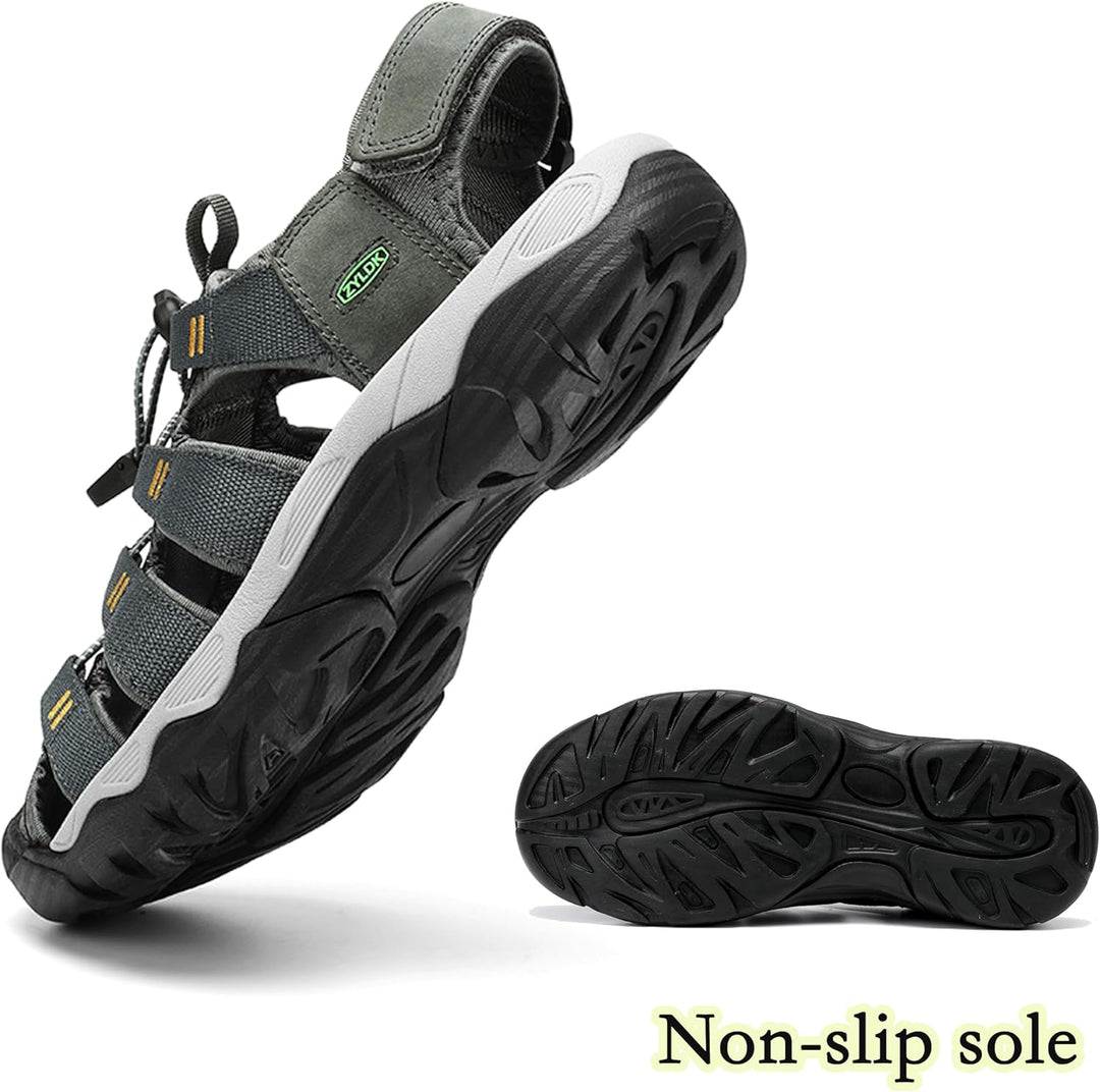 Herren Sandalen Leder Strand Trekkingsandalen Outdoorschuhe Sommer Wanderschuhe Männer Sport-Outdoor
