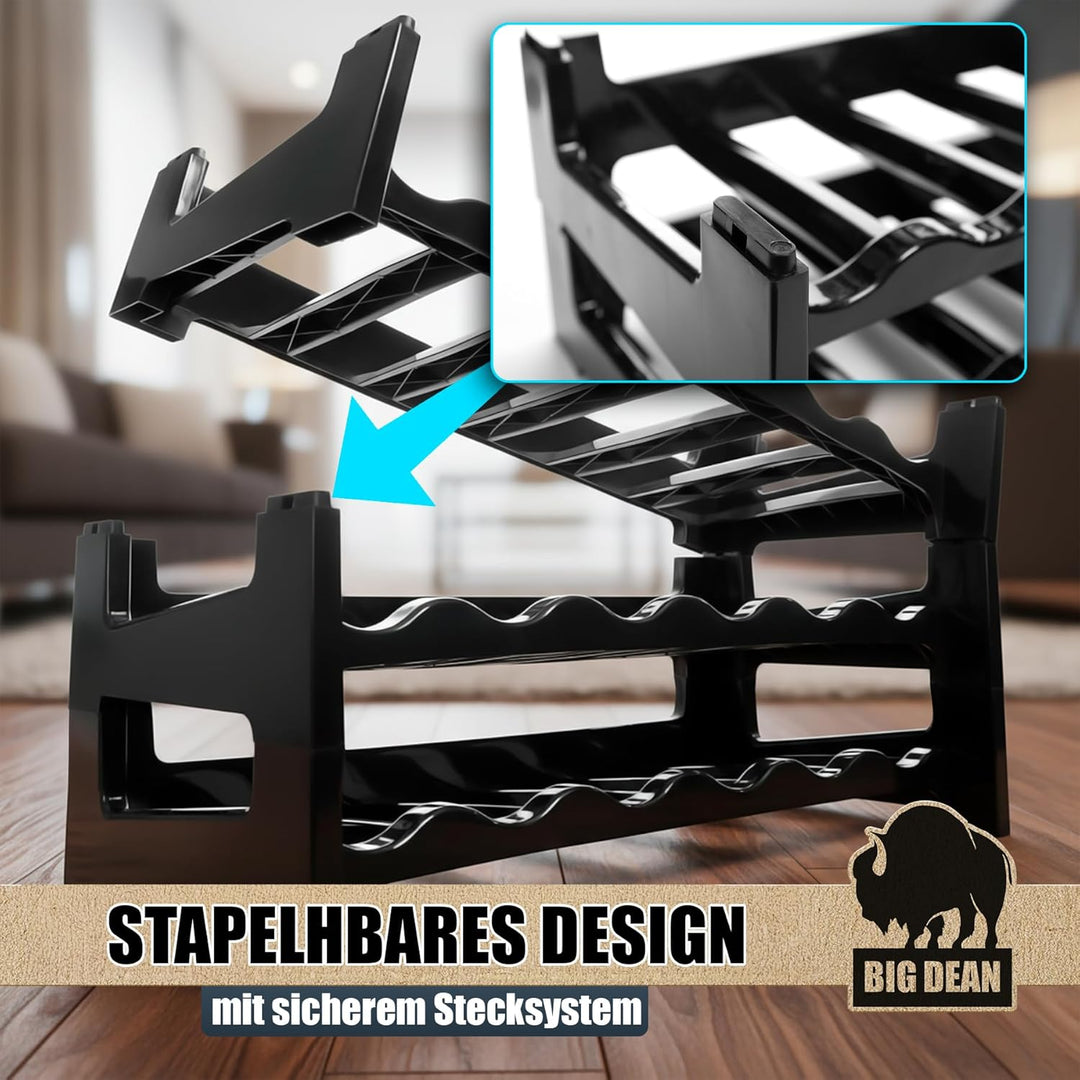 BigDean Flaschenregal stapelbar für 48 Flaschen Weinregal aus Kunststoff Schwarz Getränkeregal Flasc