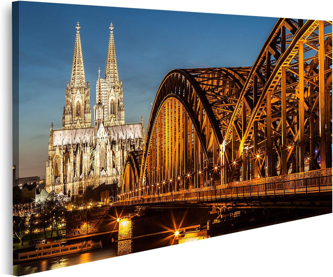 islandburner Bild auf Leinwand Hohenzollernbrücke Und Kölner Dom In Der Abenddämmerung Bilder Wandbi